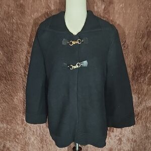 JM Collection Elegant Black Toggle Women's Sweater Coat